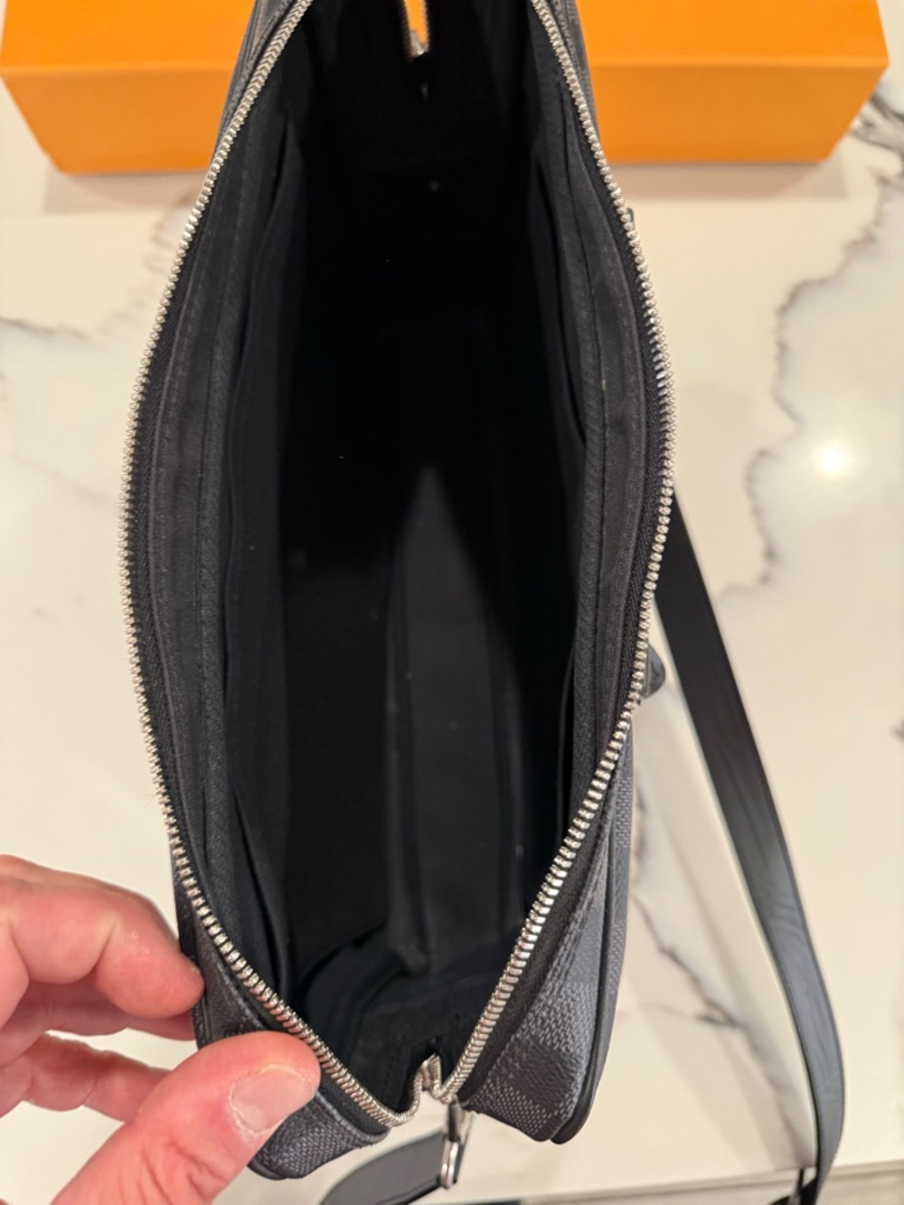 Men's Checkered Briefcase Messenger Bag - Black - Picture 6 of 12